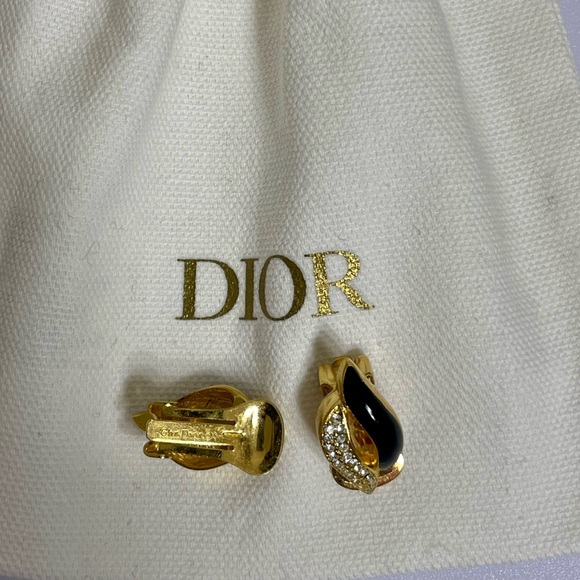Dior Gold and Black Crystal Earrings - Picture 3 of 5